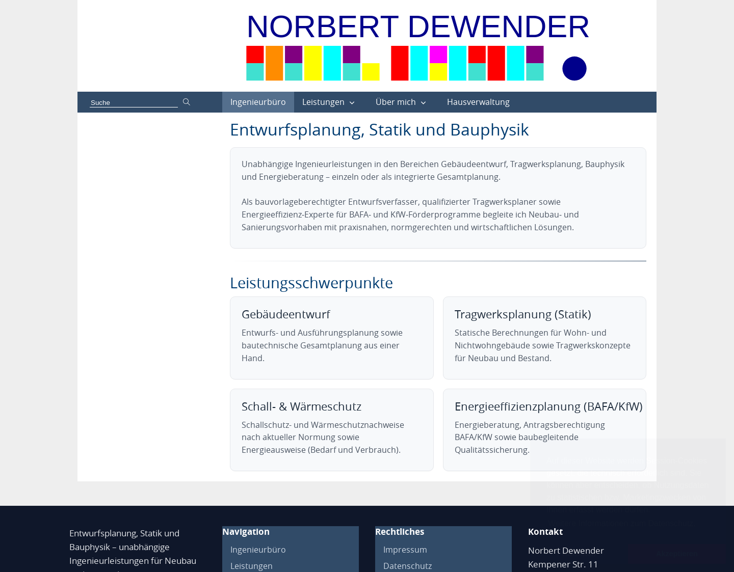 Aktuelle Website-Vorschau von Ingenieurbüro Norbert Dewender