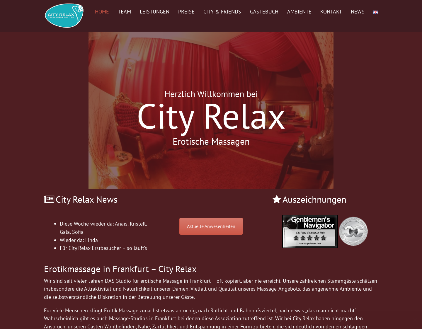 Aktuelle Website-Vorschau von City Relax erotische Massagen