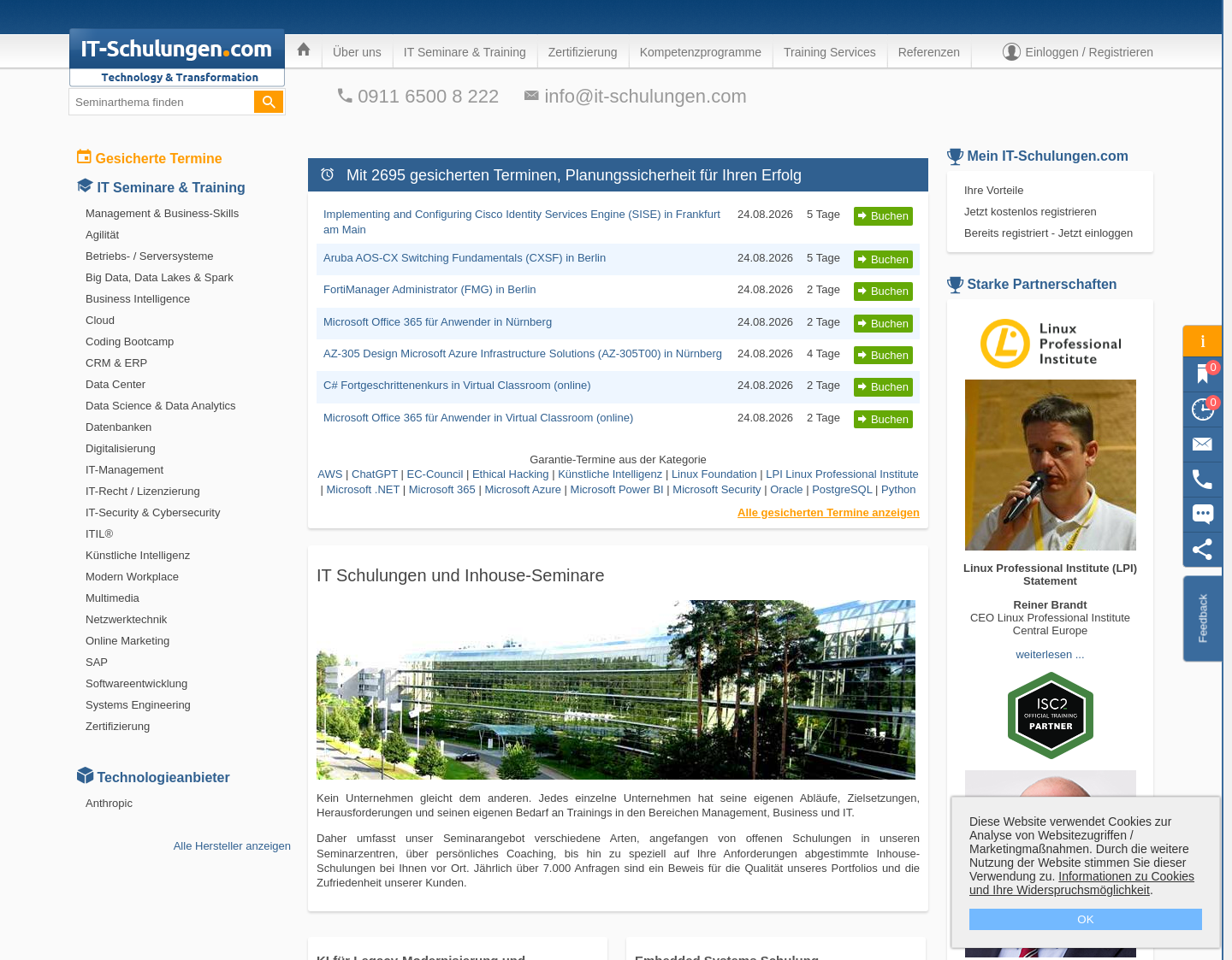 Aktuelle Website-Vorschau von IT-Schulungen.com - Seminaranbieter