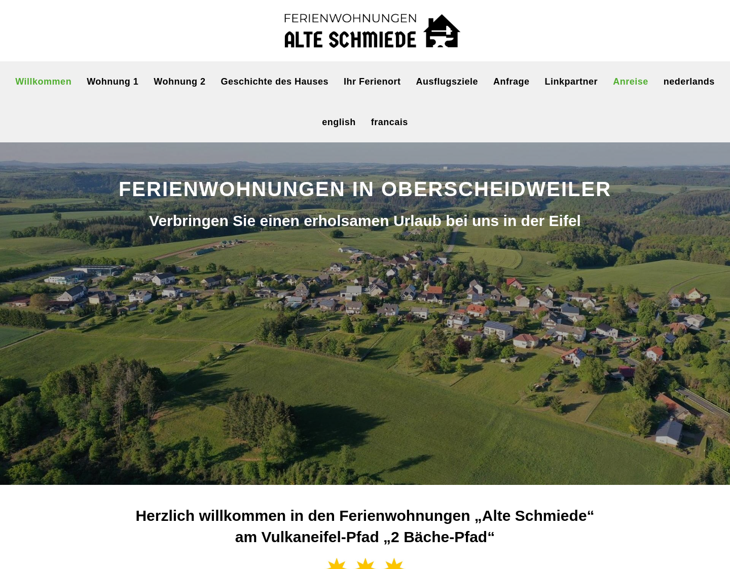 Aktuelle Website-Vorschau von Ferienwohnungen Eifel-Mosel