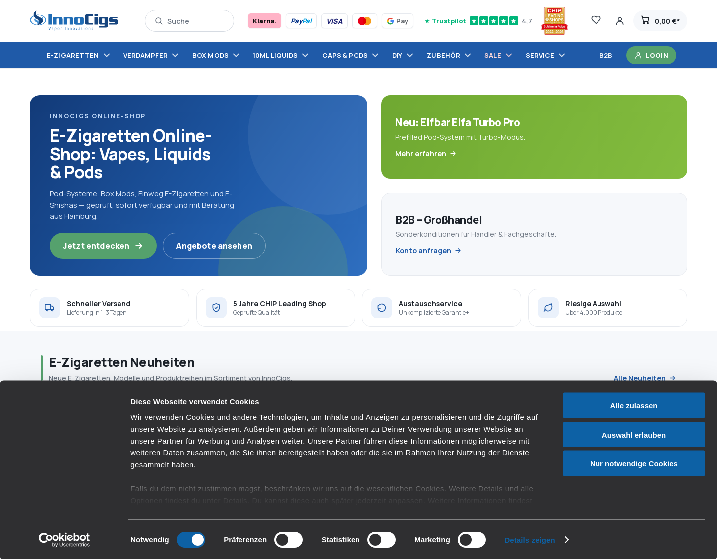 Aktuelle Website-Vorschau von Freude beim Rauchen mit E-Zigarette
