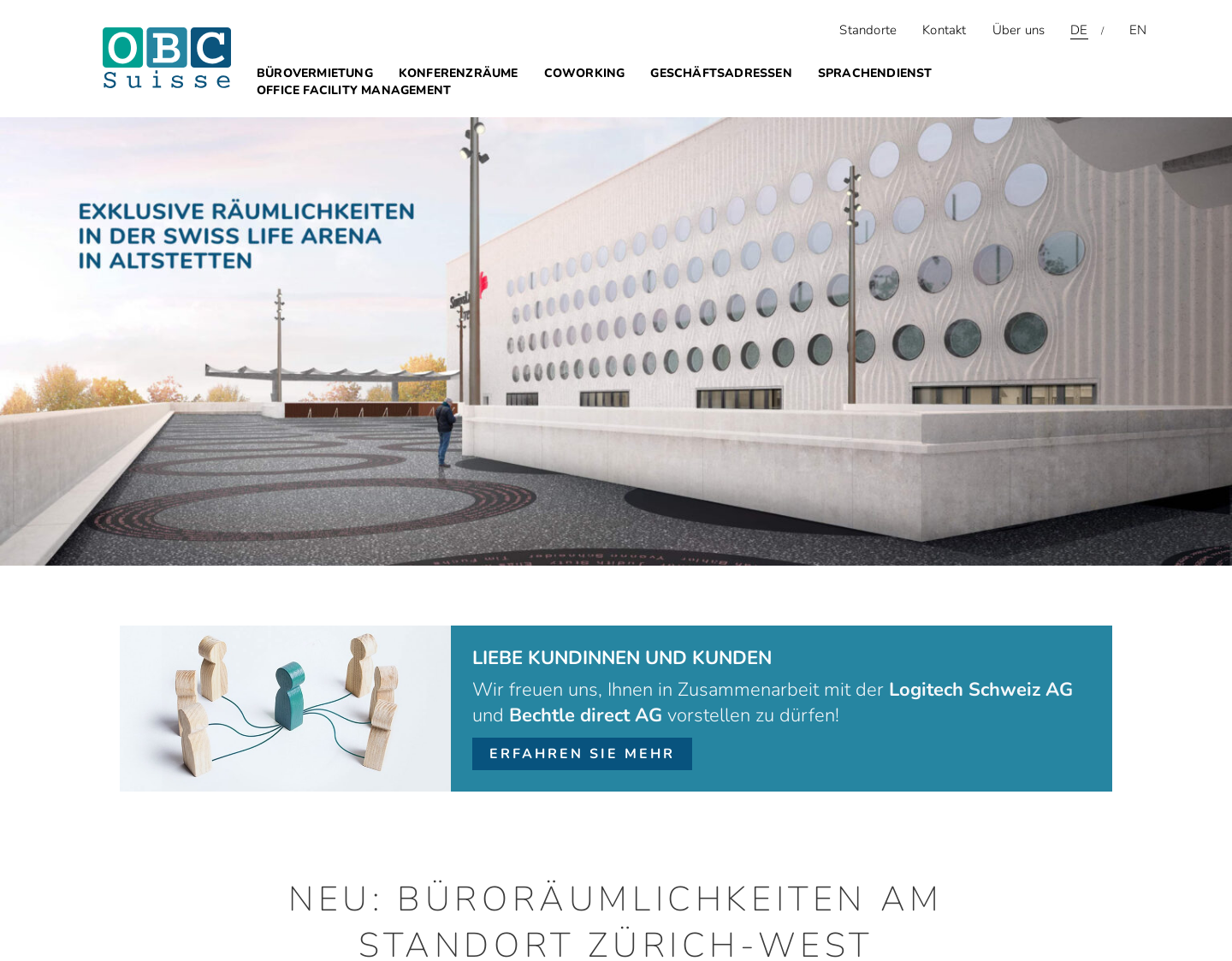 Aktuelle Website-Vorschau von Arbeiten in einem Office Center