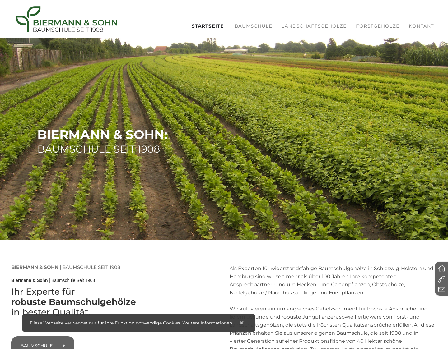 Aktuelle Website-Vorschau von Baumschule Biermann liefert Laub- und Nadelgehölze