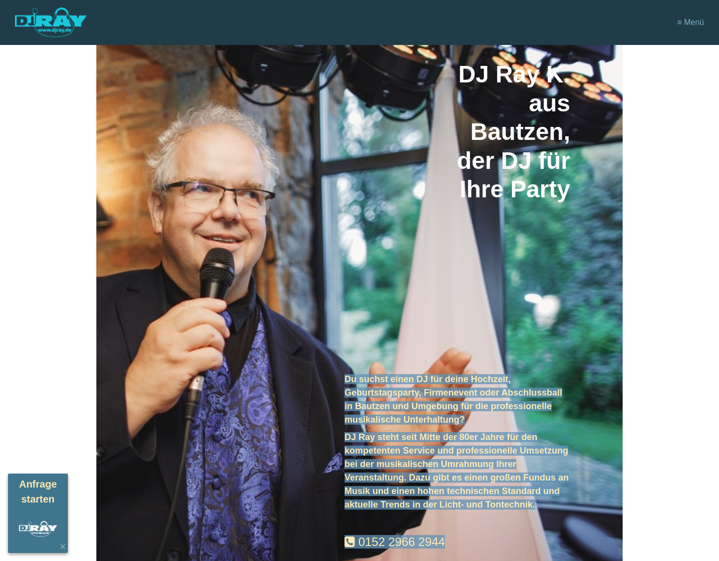 Aktuelle Website-Vorschau von DJ Bautzen -  DJ Ray und seine mobile Disco