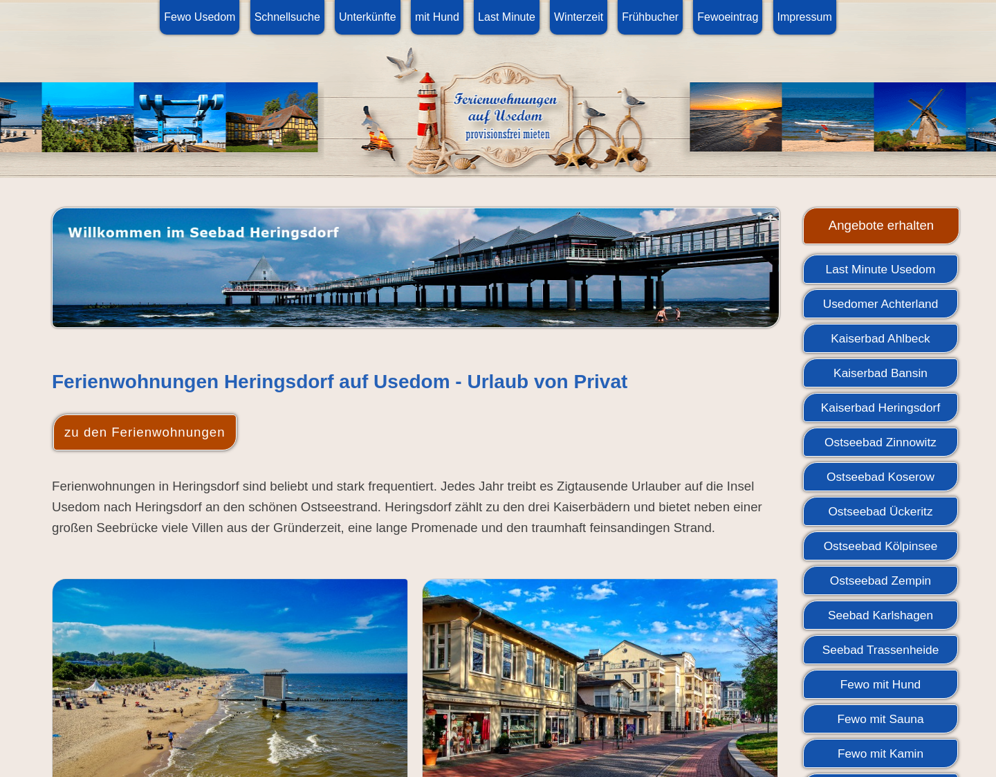 Aktuelle Website-Vorschau von Ferienwohnungen Usedom Heringsdorf