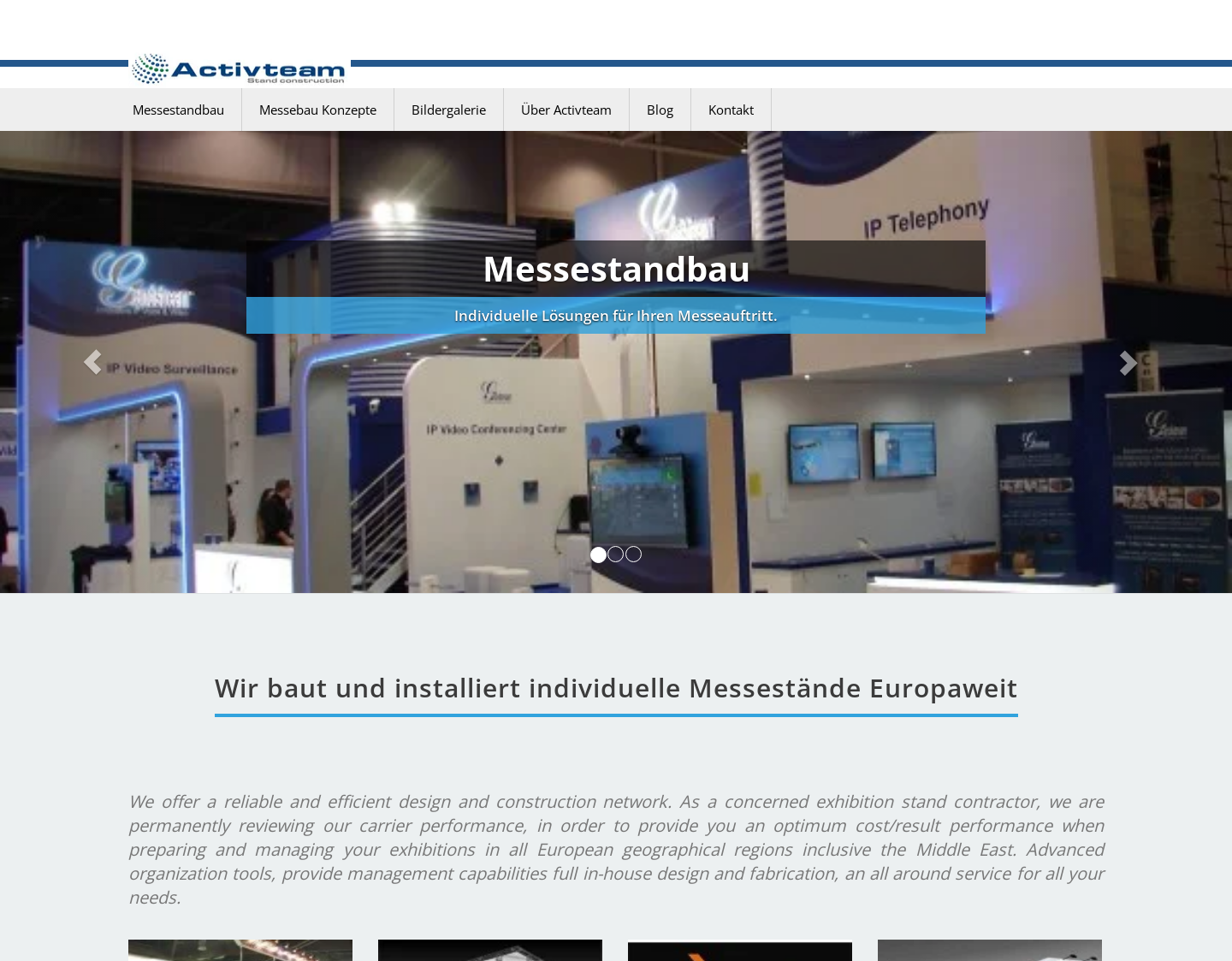Aktuelle Website-Vorschau von Activteam messestandbau