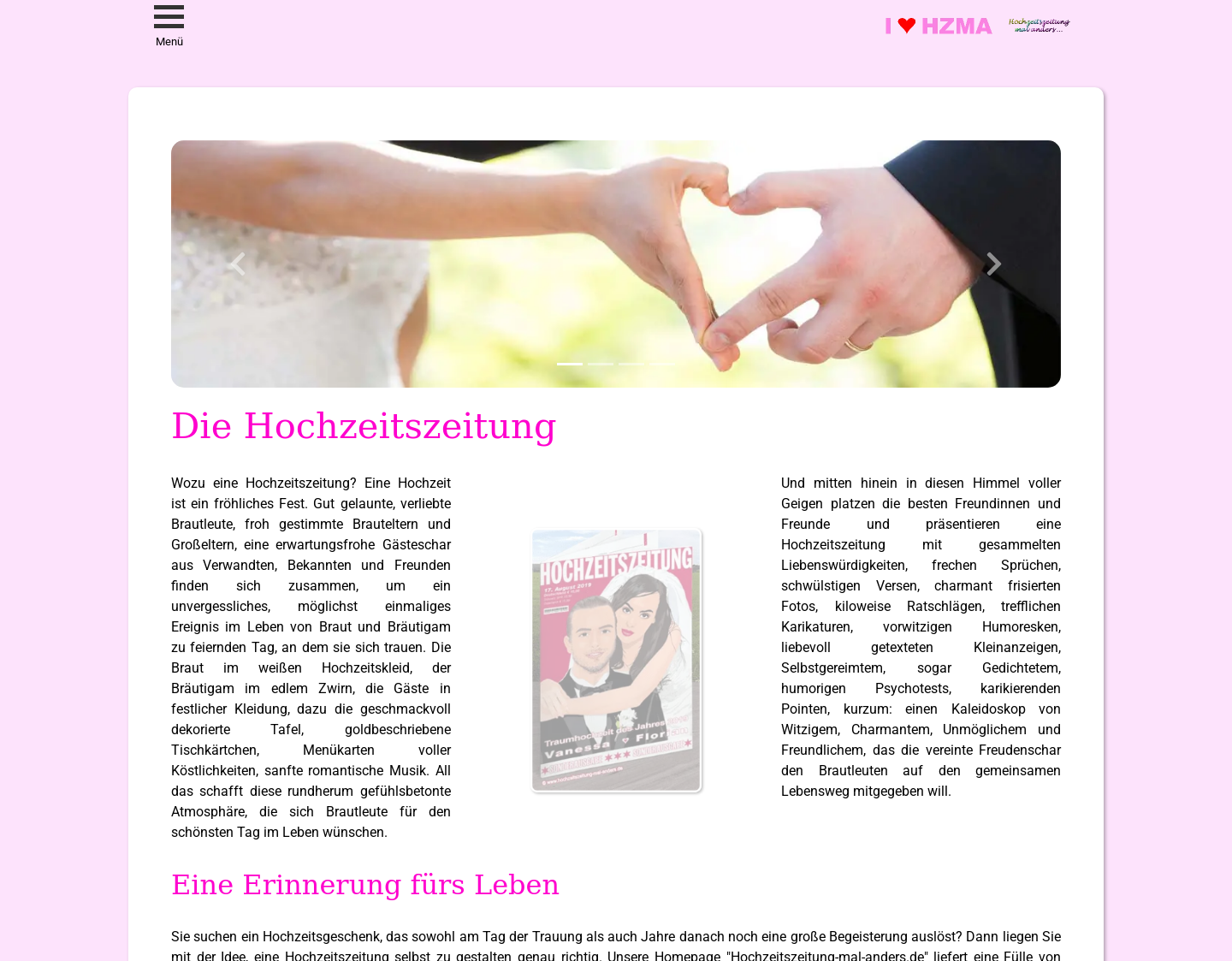 Aktuelle Website-Vorschau von Hochzeitszeitung mal anders