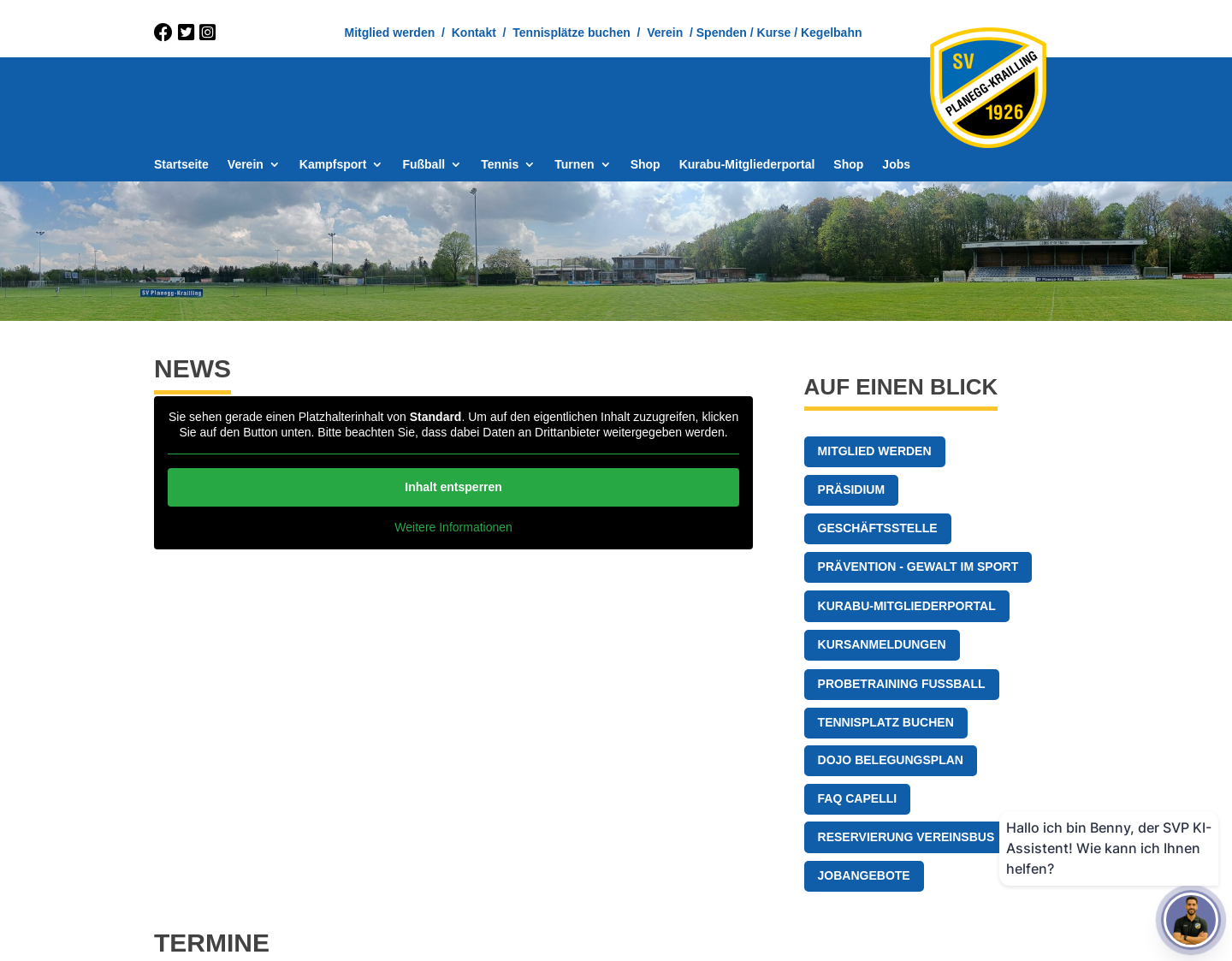 Aktuelle Website-Vorschau von SV Planegg-Krailling e.V.