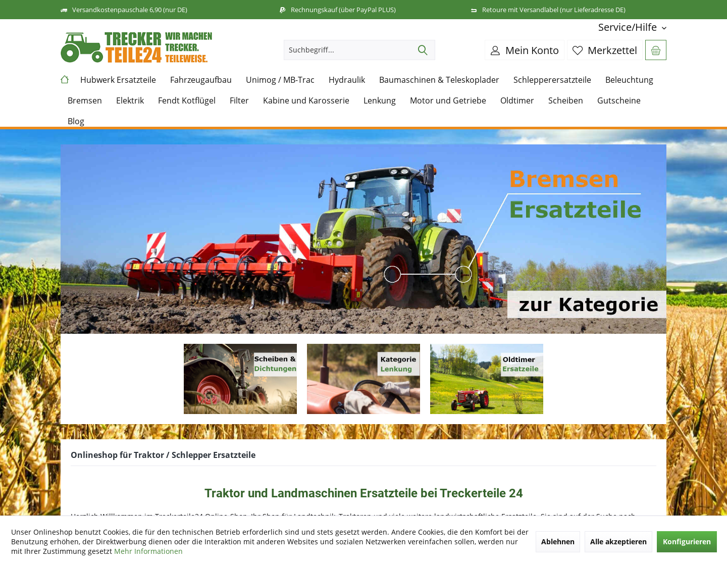 Aktuelle Website-Vorschau von Treckerteile24