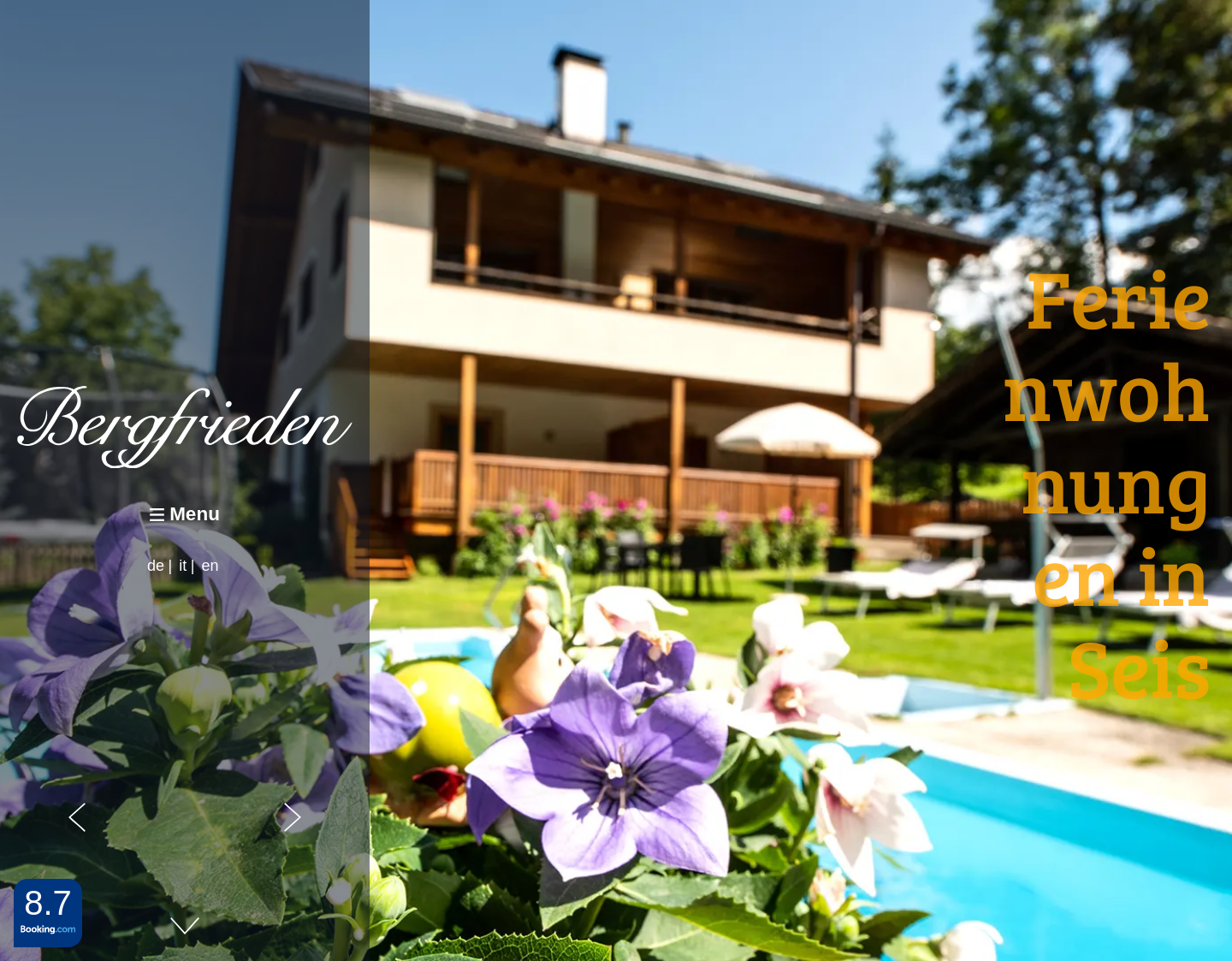 Aktuelle Website-Vorschau von Gästehaus Bergfrieden - Südtirol
