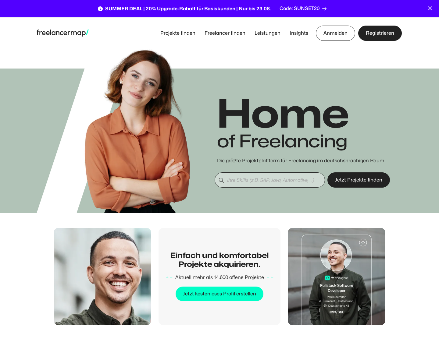 Aktuelle Website-Vorschau von Projekte und Aufträge für Freelancer