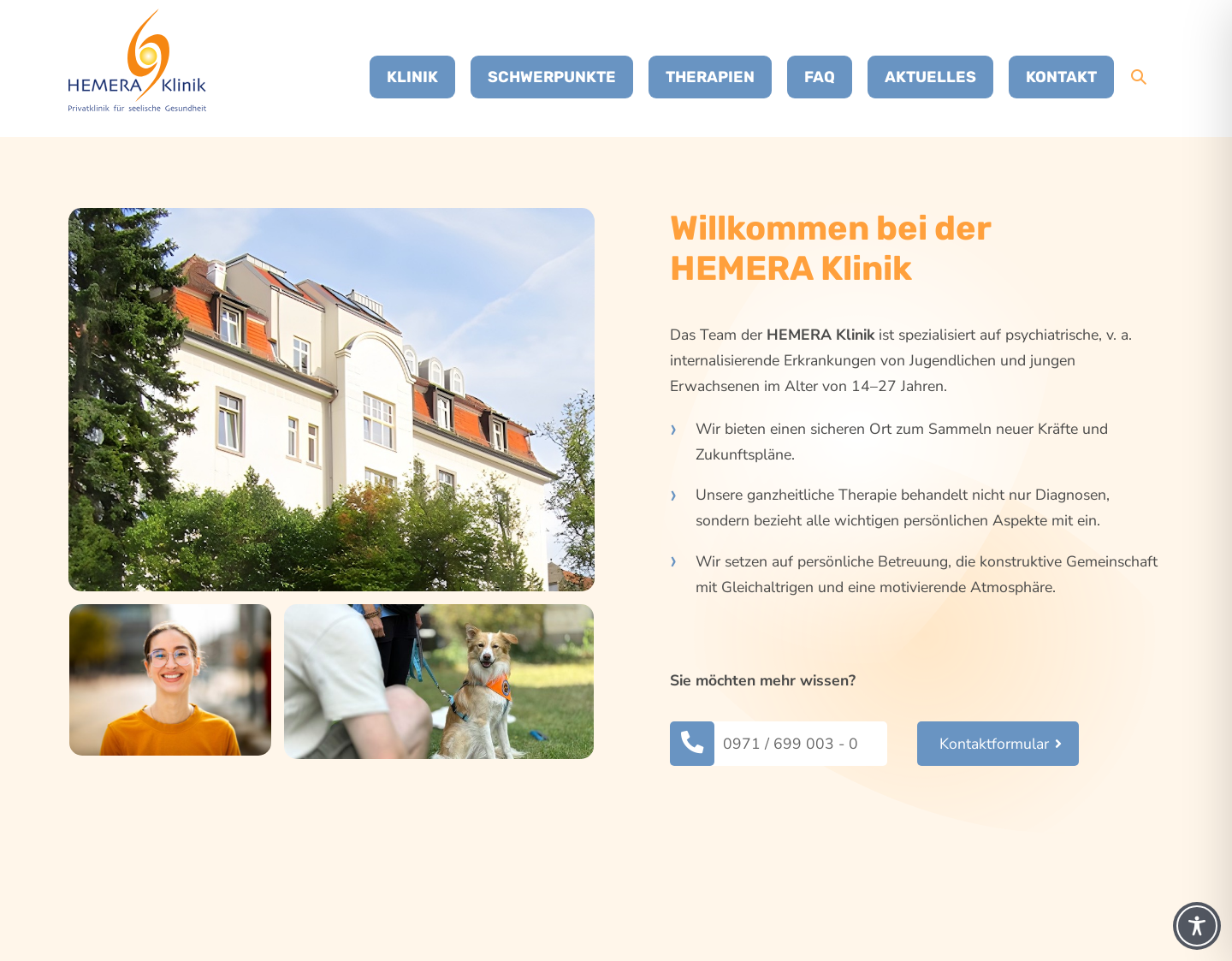 Aktuelle Website-Vorschau von Klinik Essstörung