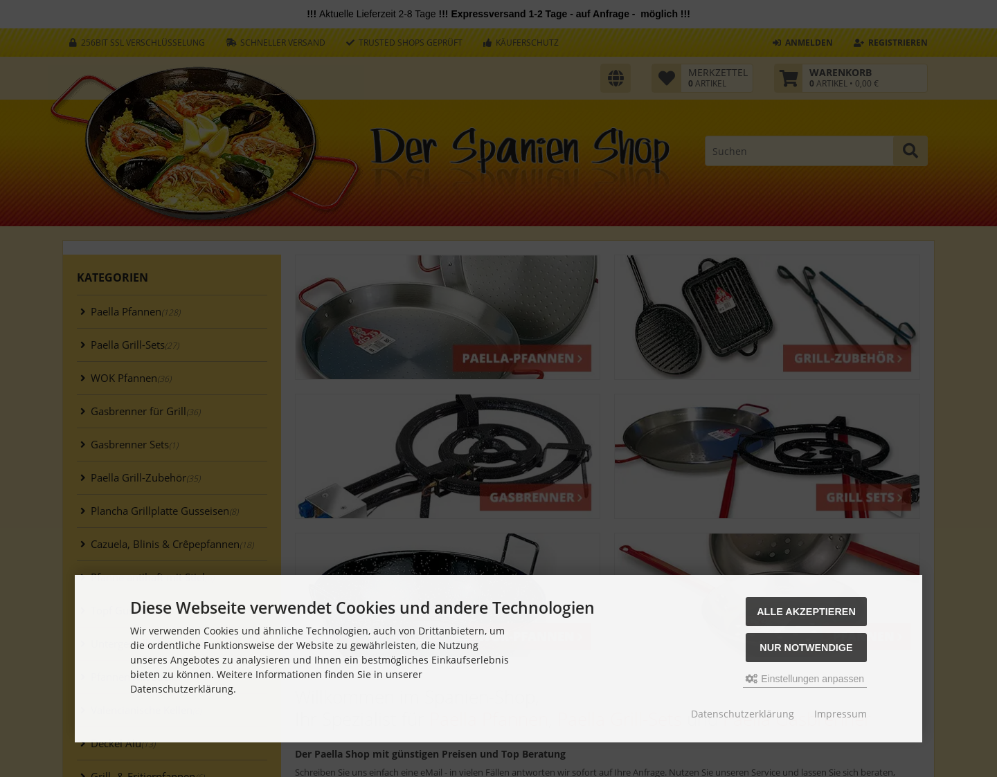 Aktuelle Website-Vorschau von Hockerkocher und Gasbrenner