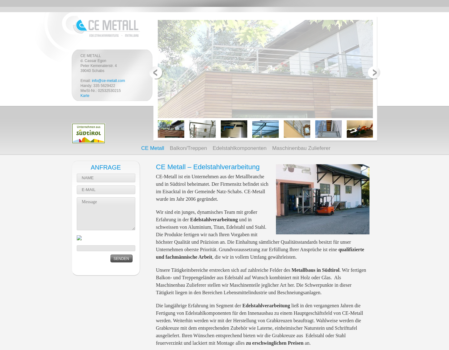 Aktuelle Website-Vorschau von Metallbau Südtirol - CE Metall in S