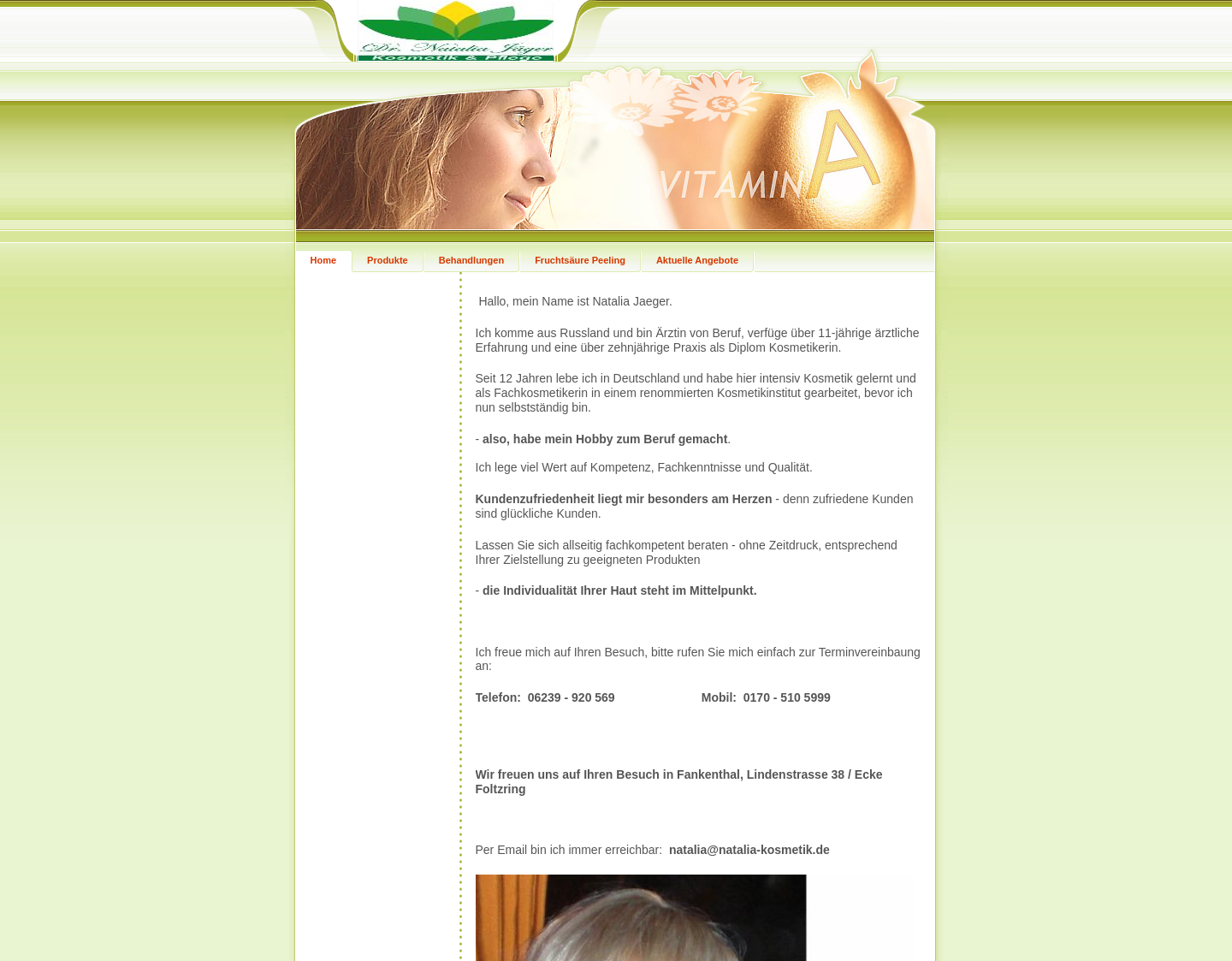 Aktuelle Website-Vorschau von Dr. Natalia Jäger Kosmetik & Pflege