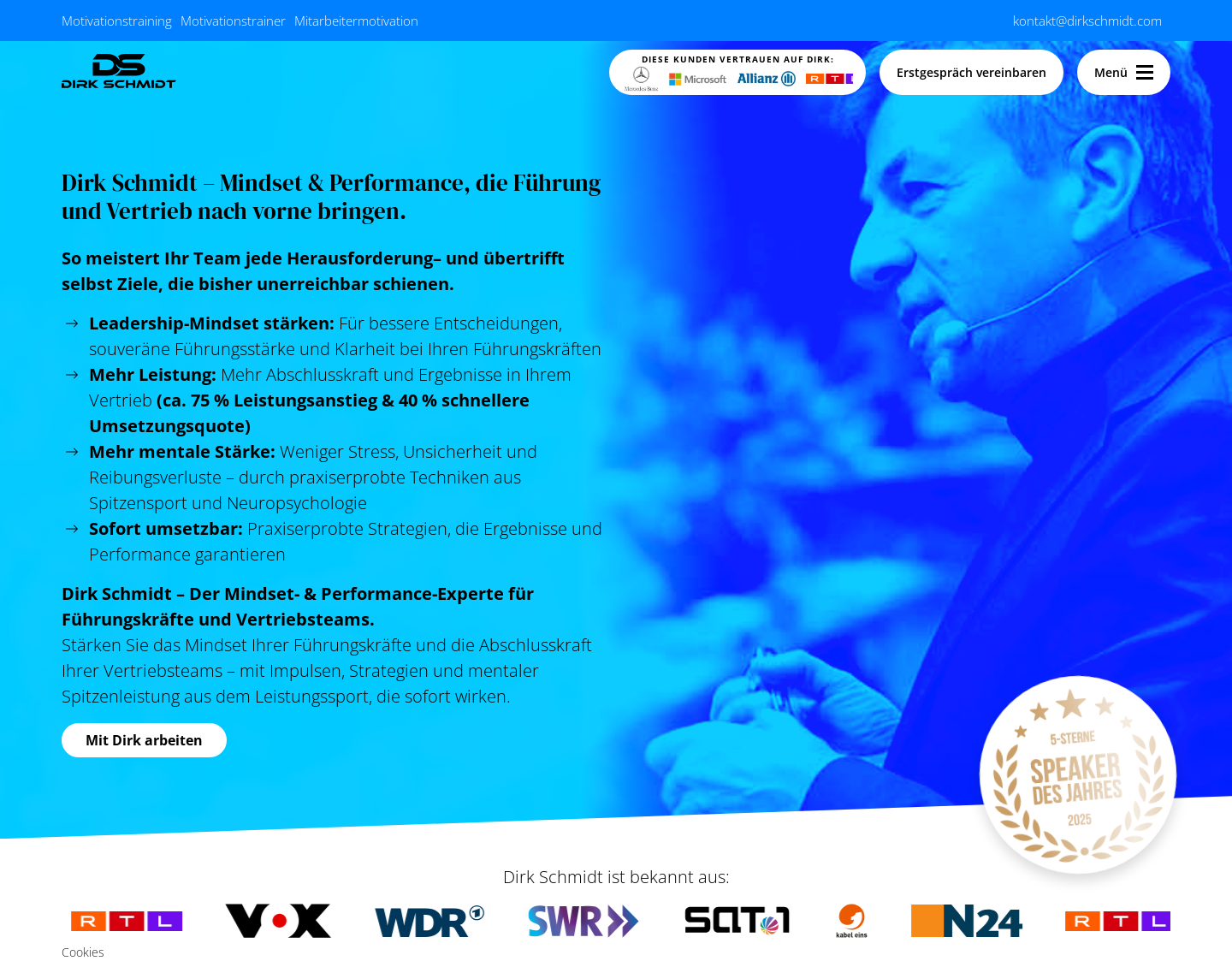 Aktuelle Website-Vorschau von Motivationstrainer Dirk Schmidt