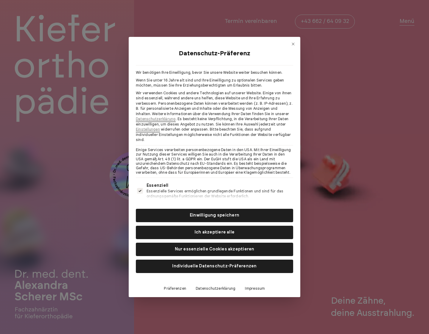 Aktuelle Website-Vorschau von Kieferorthopädische Behandlungen