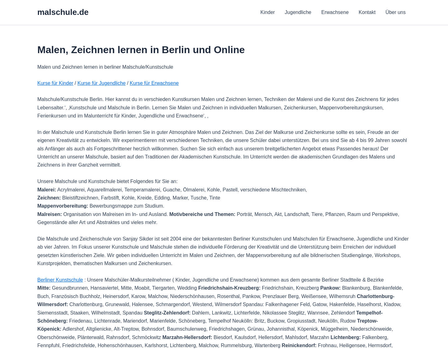 Aktuelle Website-Vorschau von Berlin malen für kinder