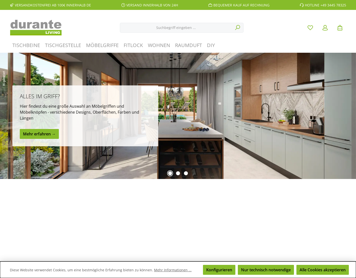Aktuelle Website-Vorschau von Durante - Wohnaccessoires