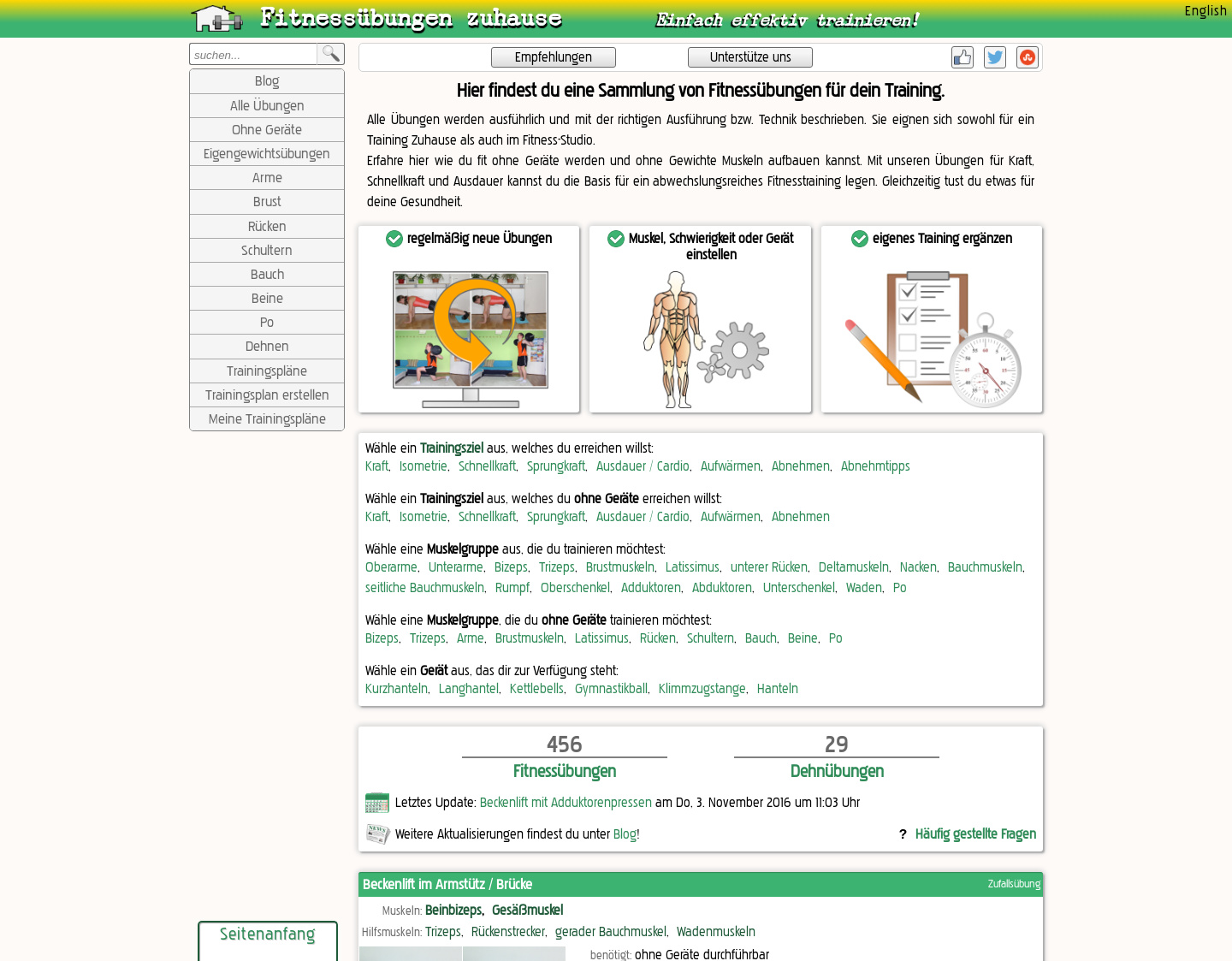 Aktuelle Website-Vorschau von Zuhause fit und gesund trainieren