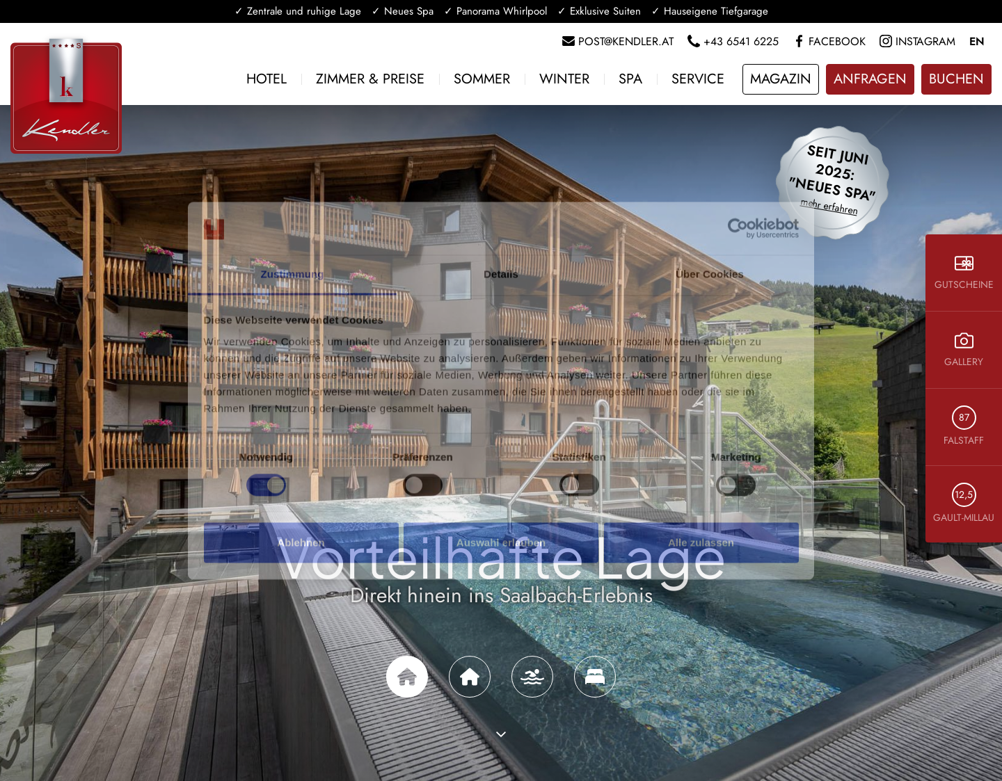 Aktuelle Website-Vorschau von Hotel Kendler Saalbach