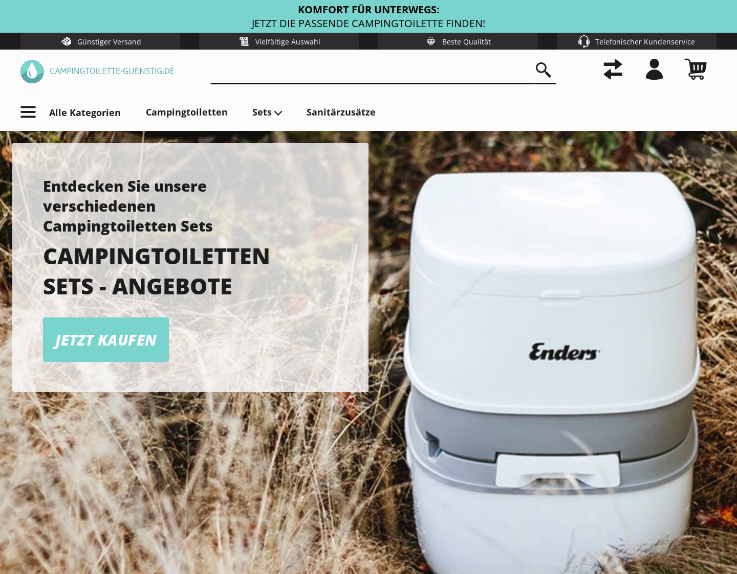 Aktuelle Website-Vorschau von Camping WC für Urlaub + Gartenhaus