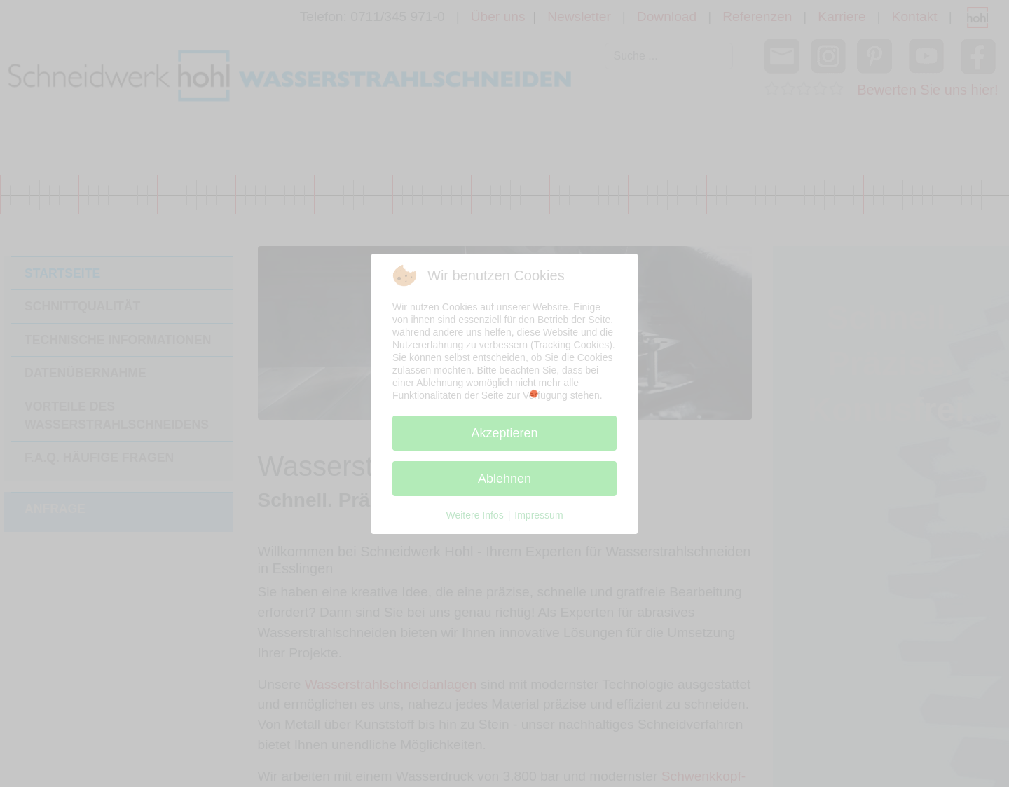Aktuelle Website-Vorschau von Gebr. Hohl Wasserstrahlschneiden