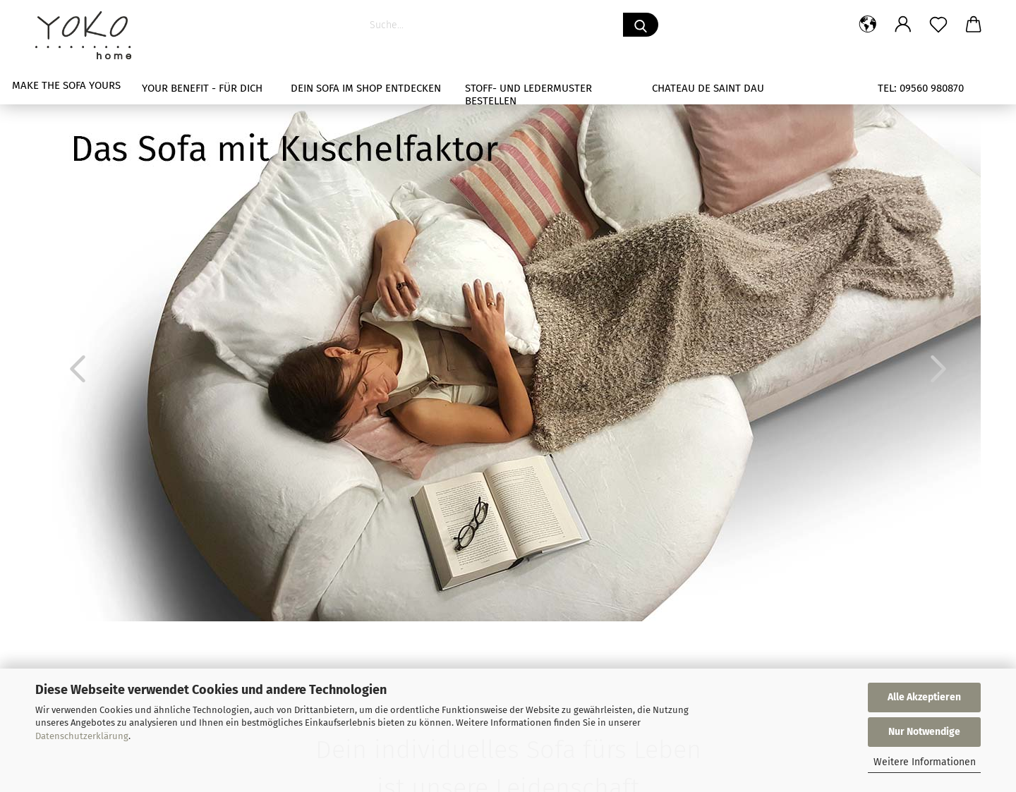Aktuelle Website-Vorschau von Couchgarnituren von Yoko Home