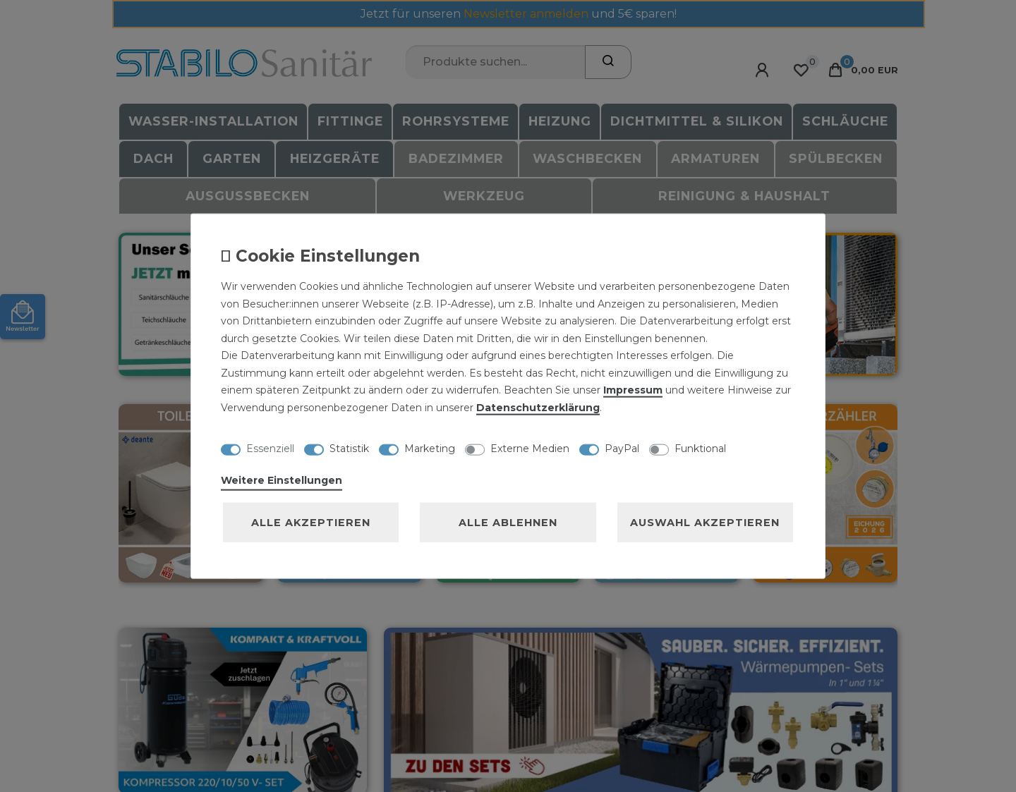 Aktuelle Website-Vorschau von Bedarf in Sachen Sanitär ? Stabilo