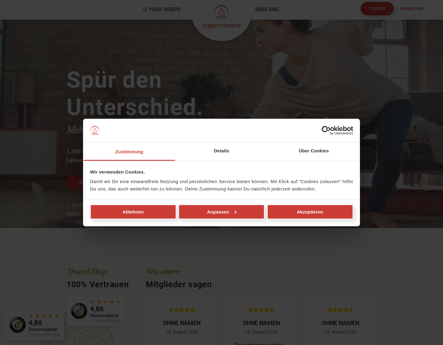 Aktuelle Website-Vorschau von Yoga Kurse fuer Anfaenger