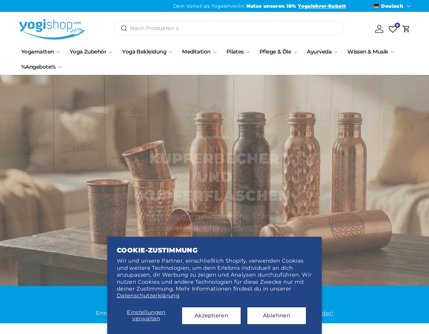 Aktuelle Website-Vorschau von Yogamatten und mehr von Yogishop