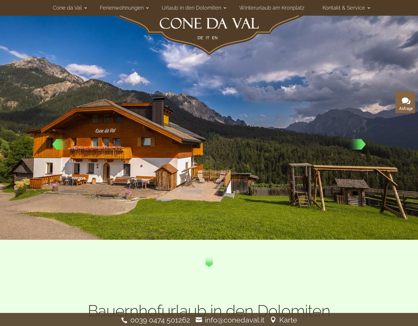 Aktuelle Website-Vorschau von Bauernhofurlaub am Cone da Val Hof
