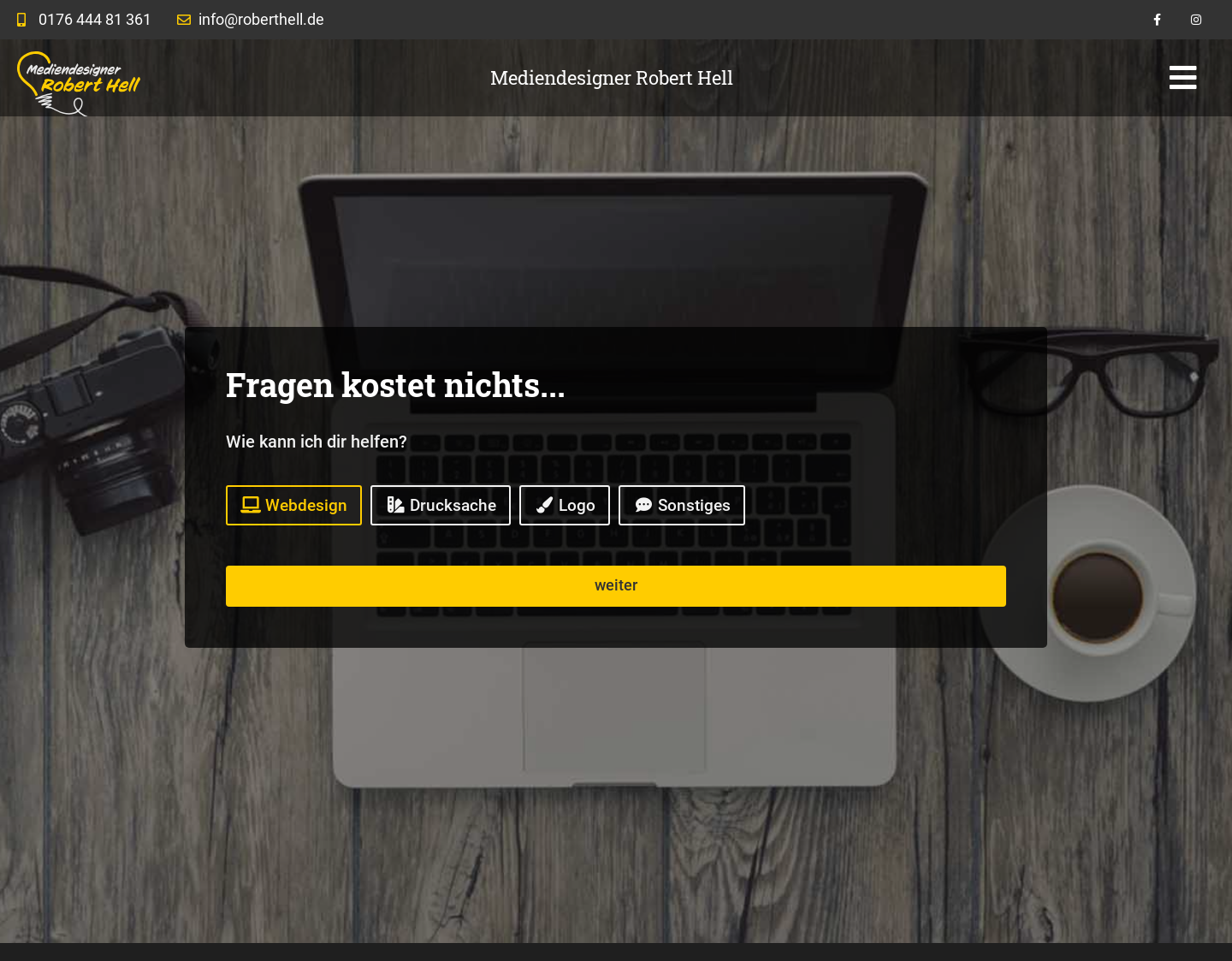 Aktuelle Website-Vorschau von Mediendesigner Robert Hell