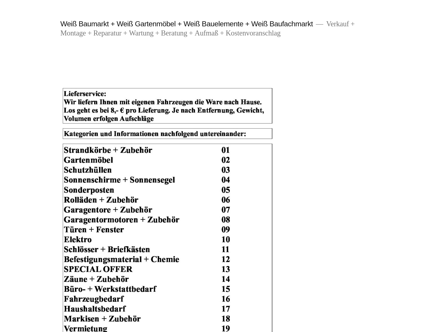 Aktuelle Website-Vorschau von Weiss Baumarkt