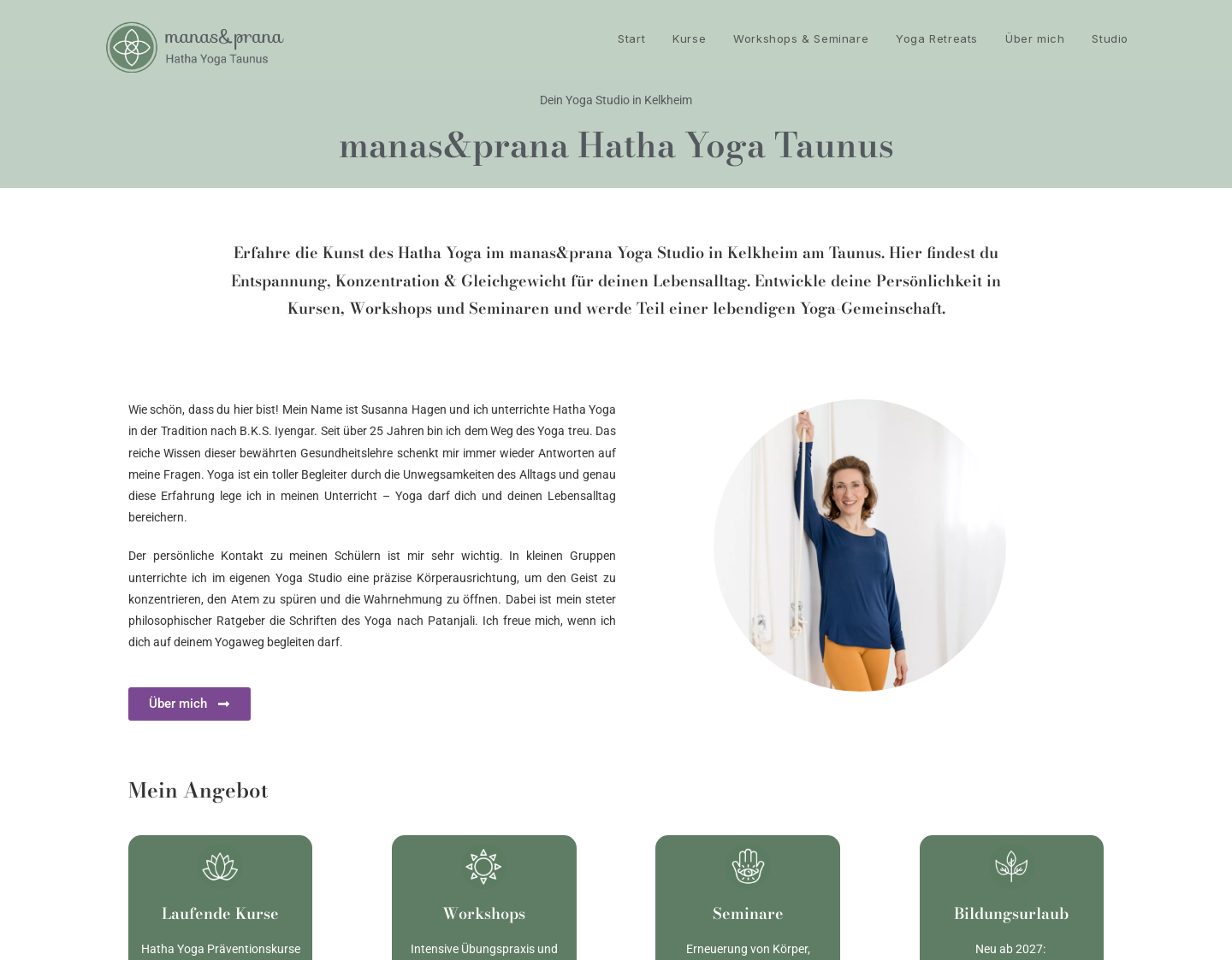Aktuelle Website-Vorschau von manas & prana Yogastudio Kelkheim