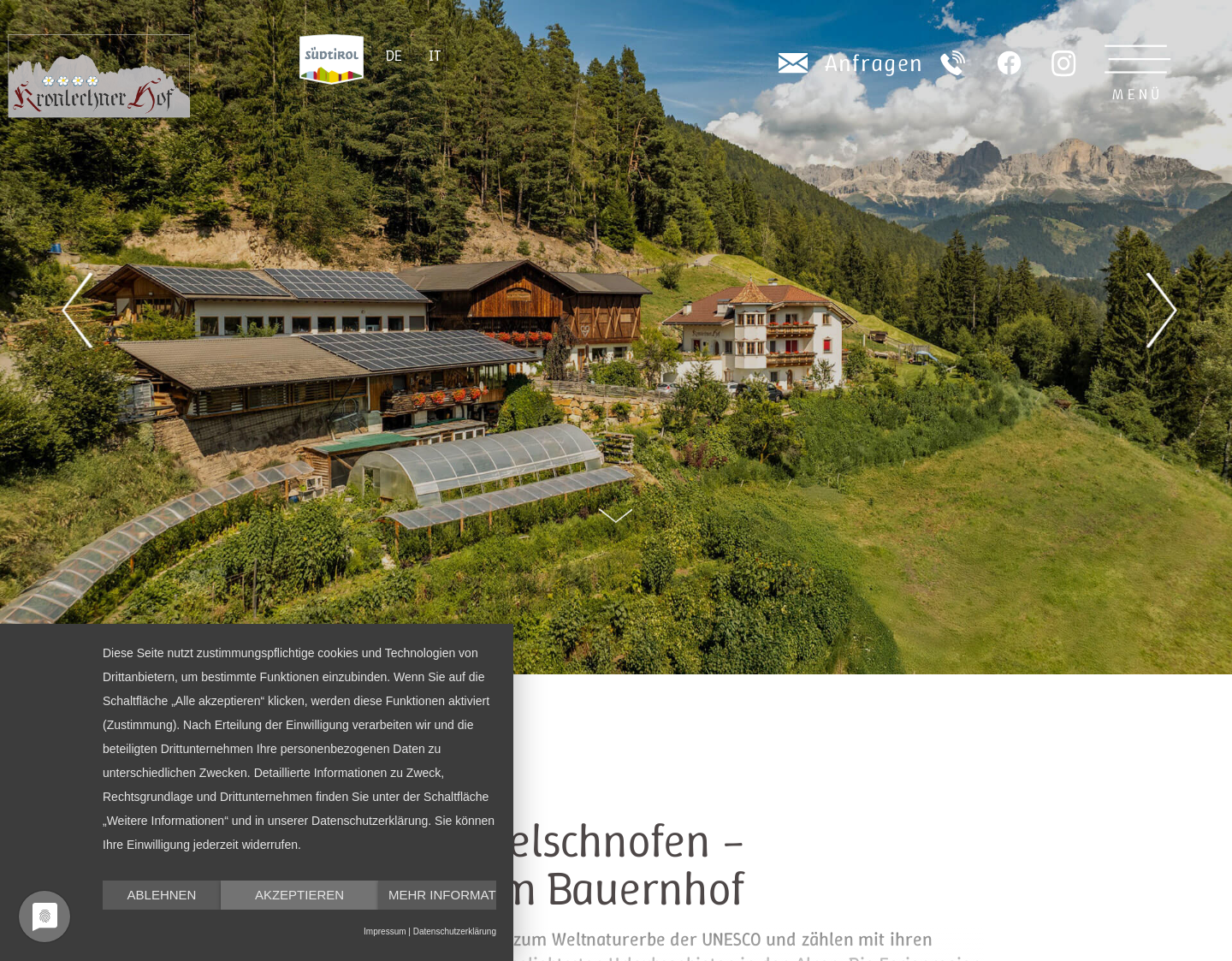 Aktuelle Website-Vorschau von Bauernhofurlaub am Kronlechnerhof