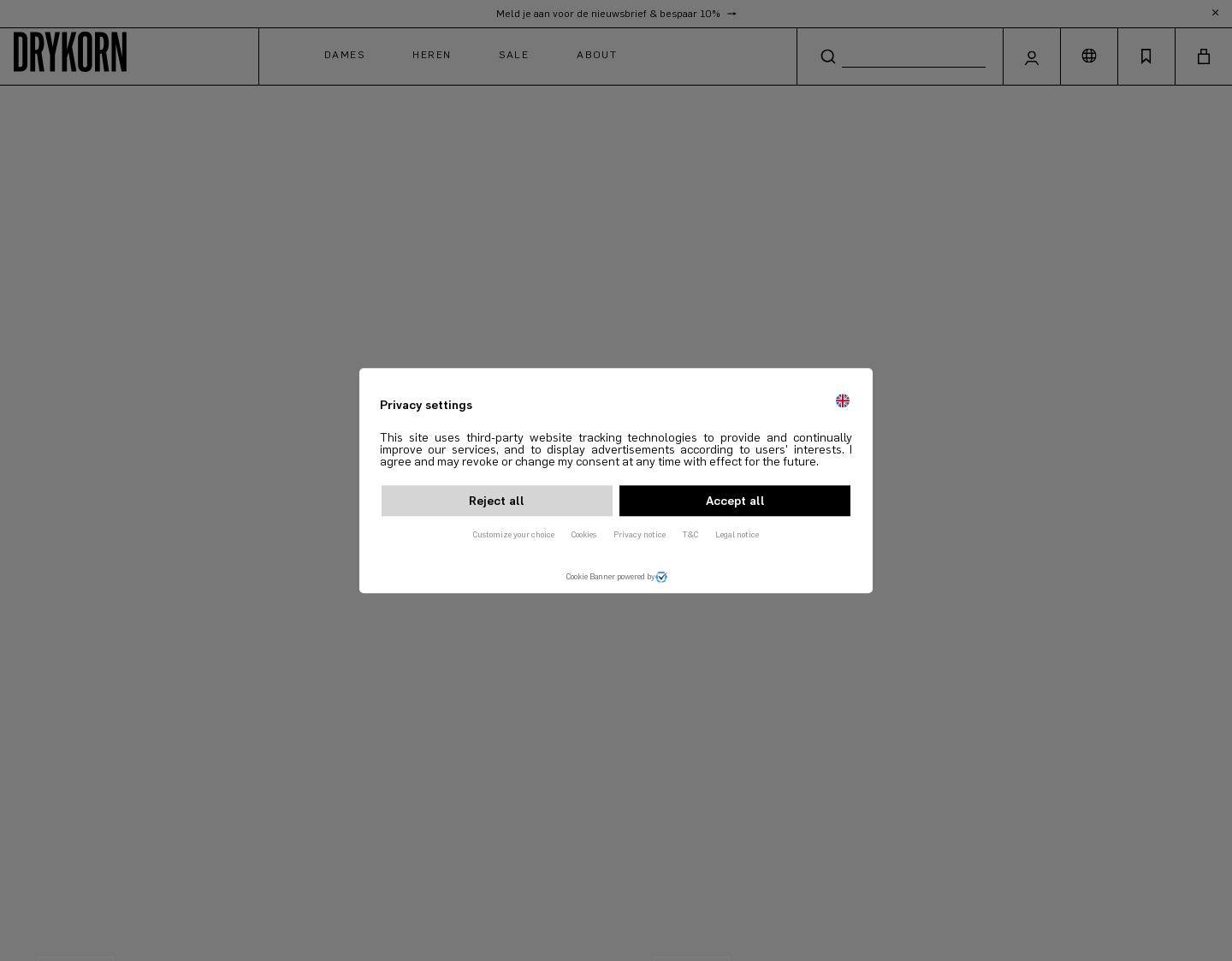 Aktuelle Website-Vorschau von Herrenmode bei Drykorn