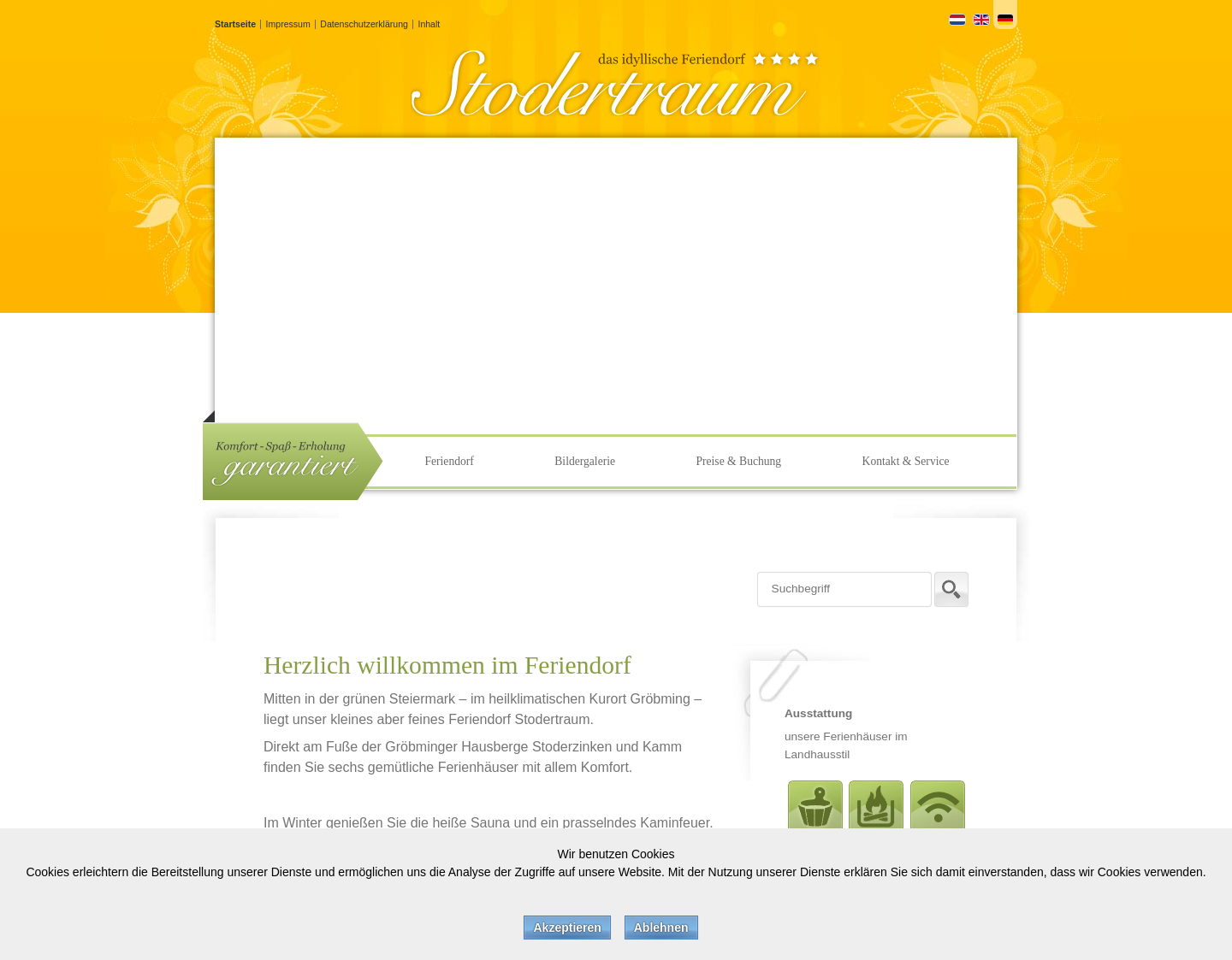 Aktuelle Website-Vorschau von Feriendorf Stodertraum