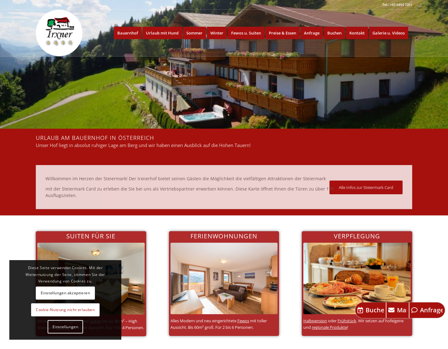 Aktuelle Website-Vorschau von Sommerurlaub in Oesterreich