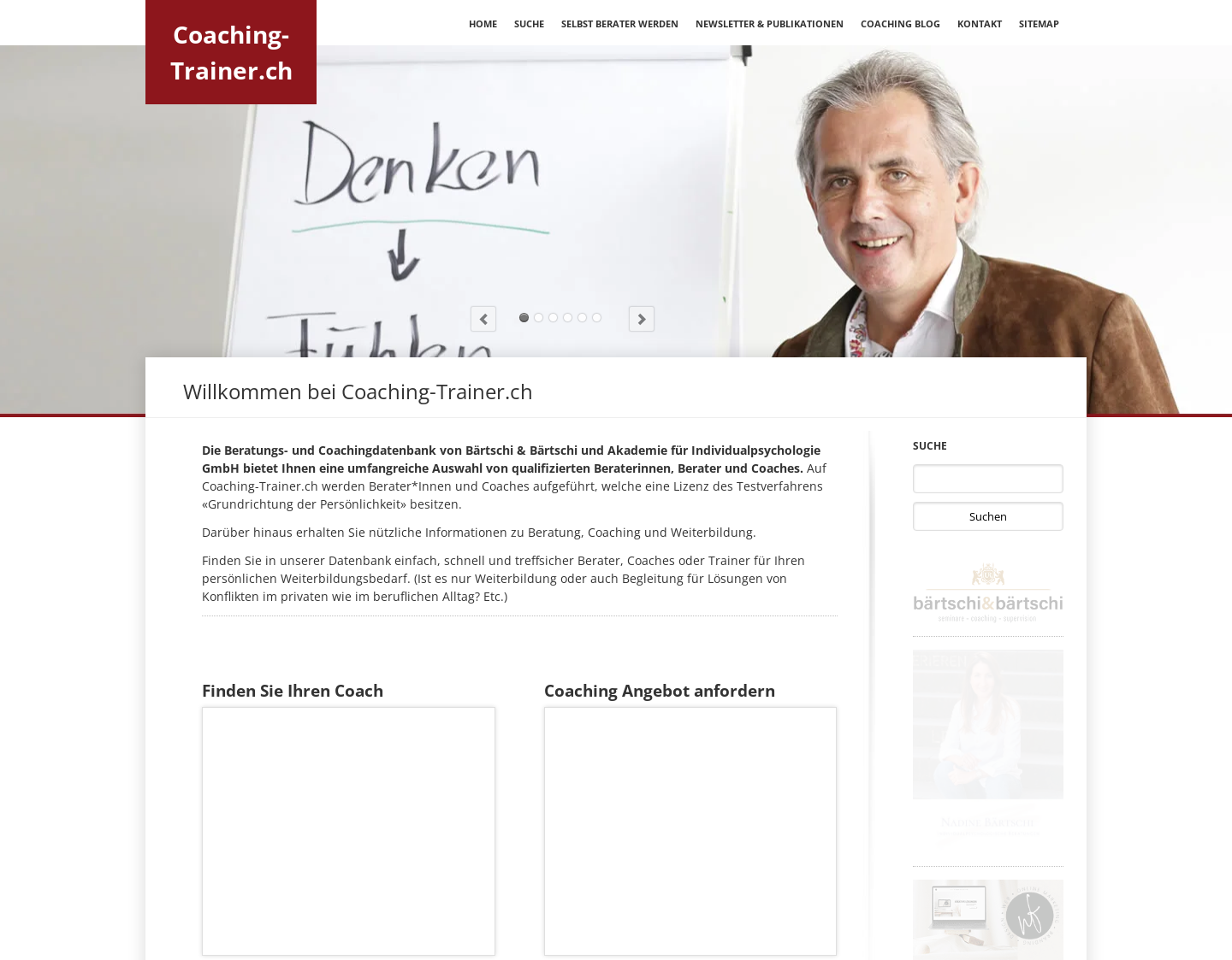 Aktuelle Website-Vorschau von Coaching