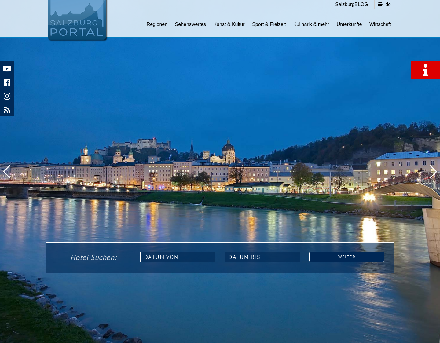 Aktuelle Website-Vorschau von SalzburgPORTAL - Urlaub Unterkünfte