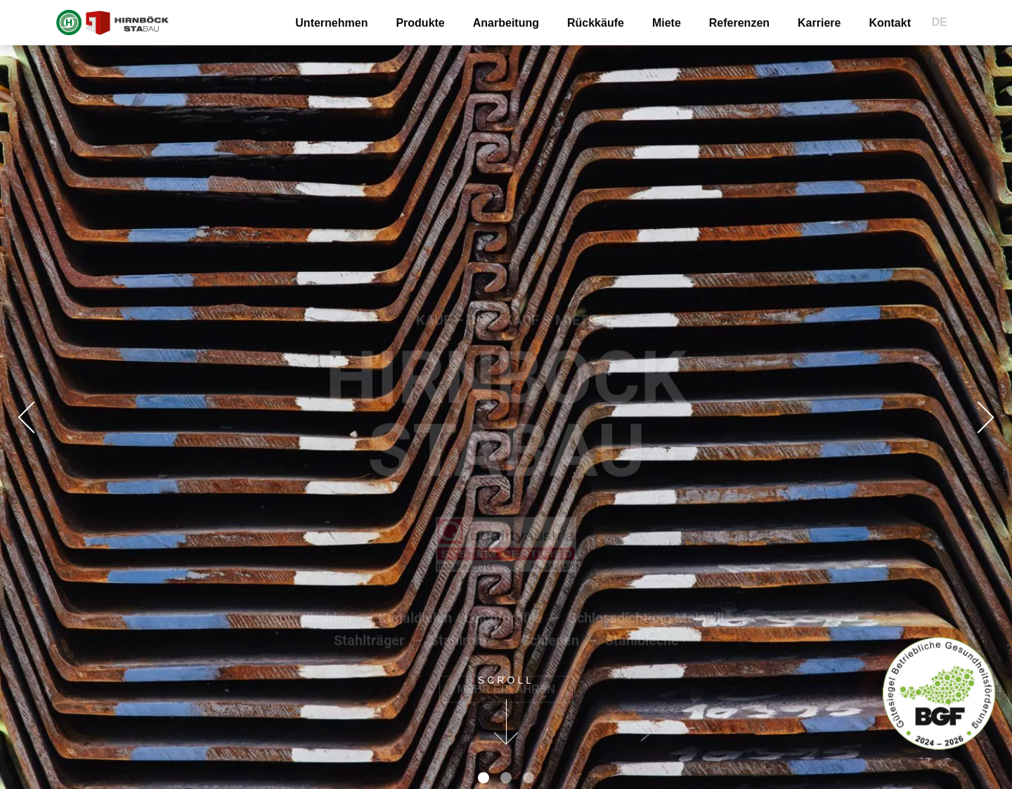Aktuelle Website-Vorschau von Hirnböck Stabau GmbH