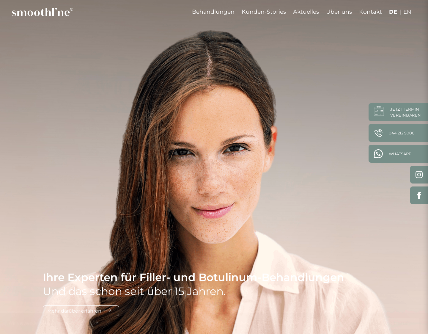 Aktuelle Website-Vorschau von Behandlungen mit Botox und Filler