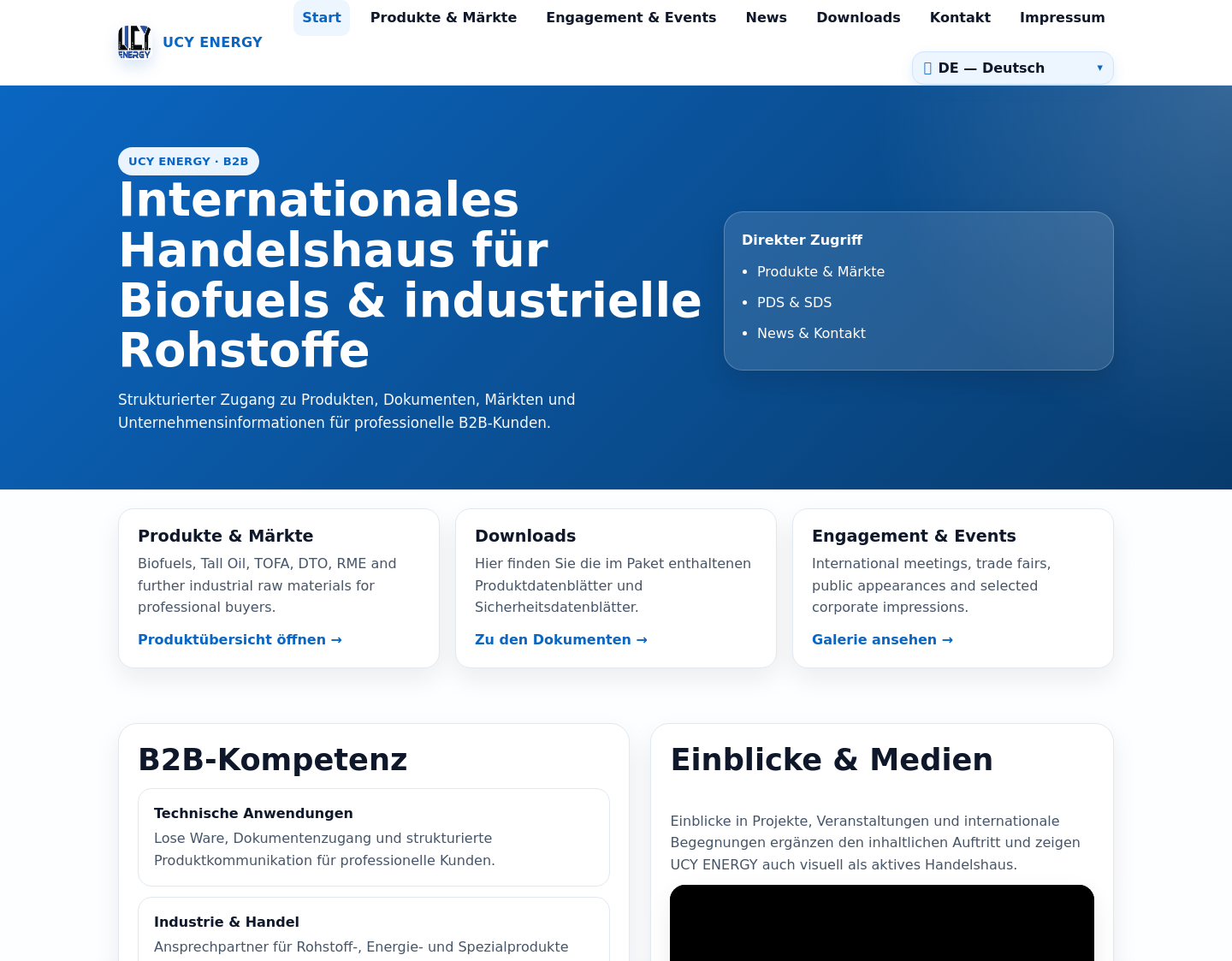 Aktuelle Website-Vorschau von UCY ENERGY - erneuerbare Energien