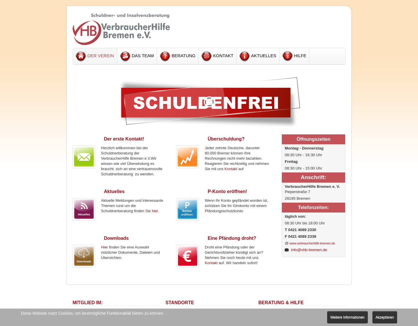 Aktuelle Website-Vorschau von verbraucherhilfe Bremen e.V.