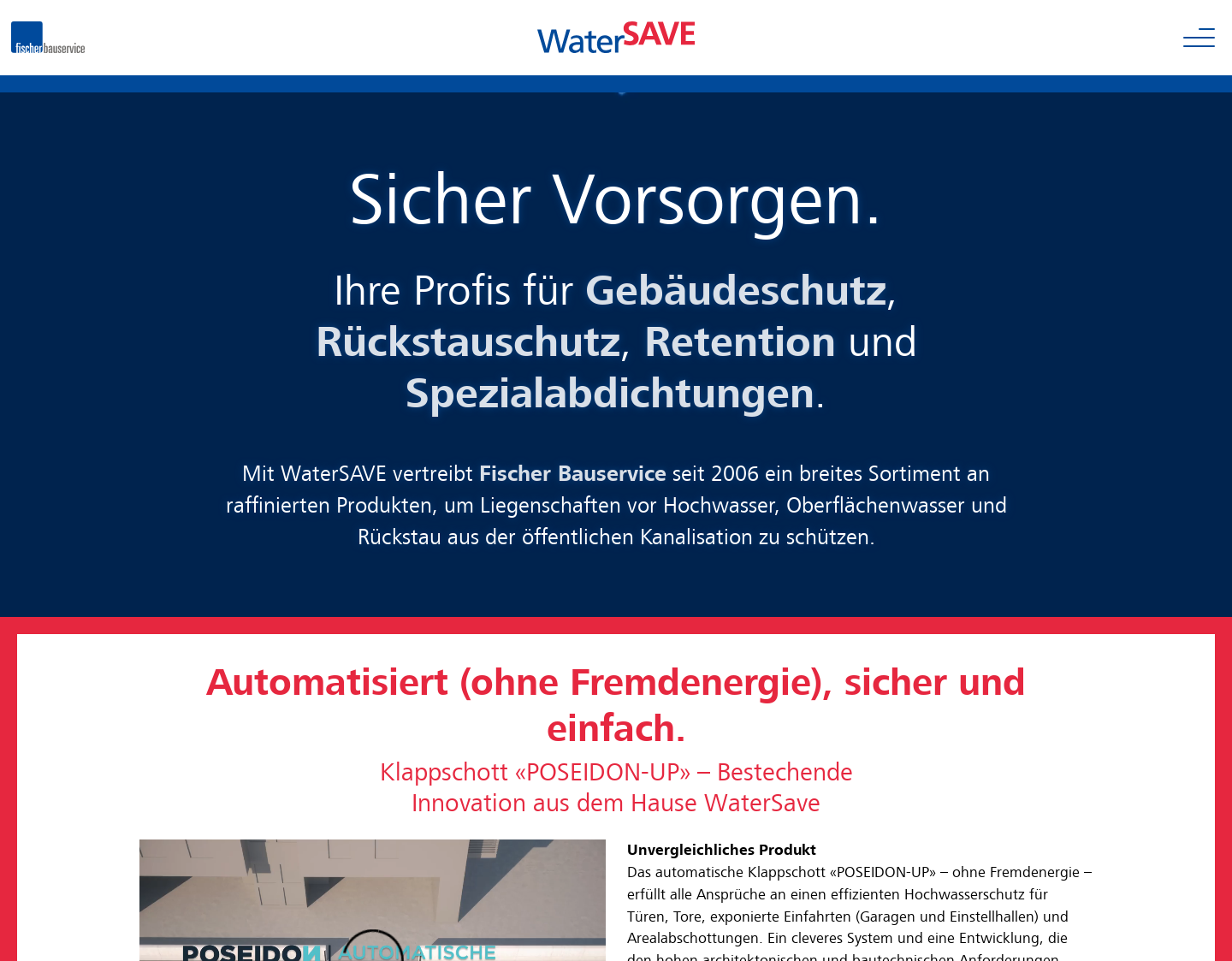 Aktuelle Website-Vorschau von WaterSAVE Hochwasserschutz