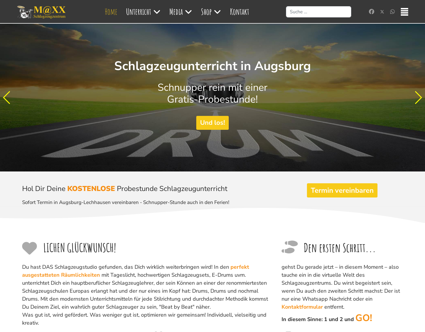 Aktuelle Website-Vorschau von Maxx Schlagzeugzentrum