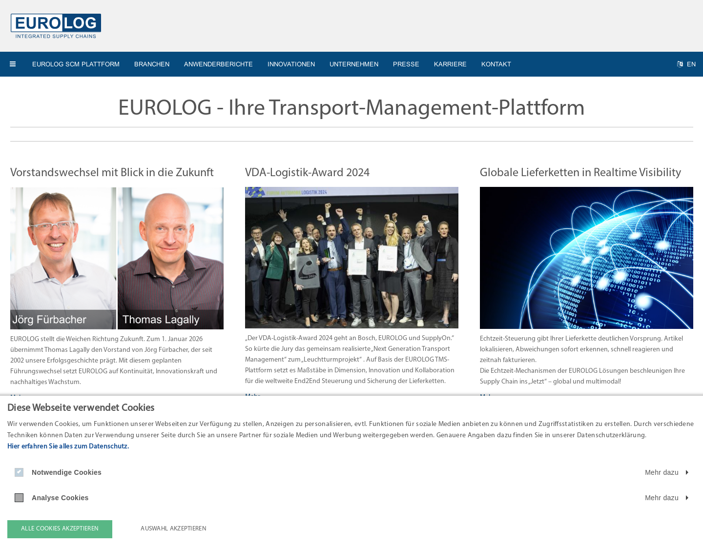 Aktuelle Website-Vorschau von EURO-LOG AG