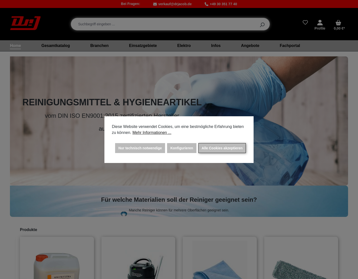 Aktuelle Website-Vorschau von Hygieneartikel | Papierhandtücher