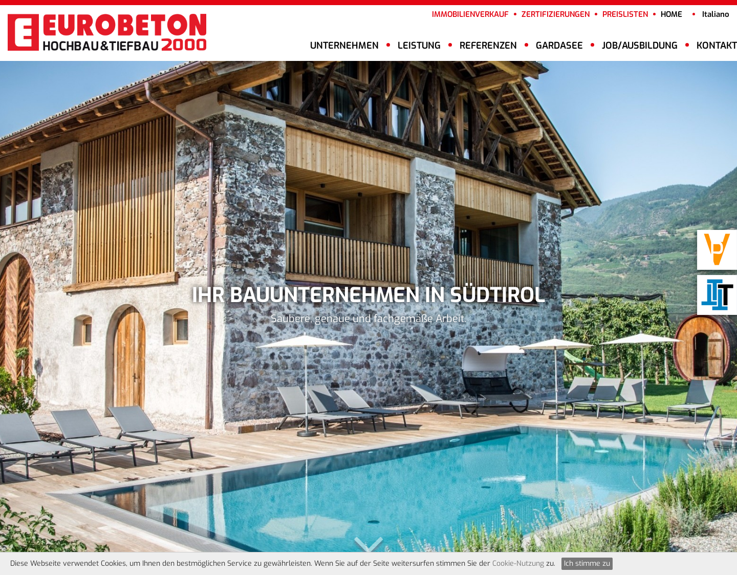 Aktuelle Website-Vorschau von Bauunternehmen Eurobeton 2000